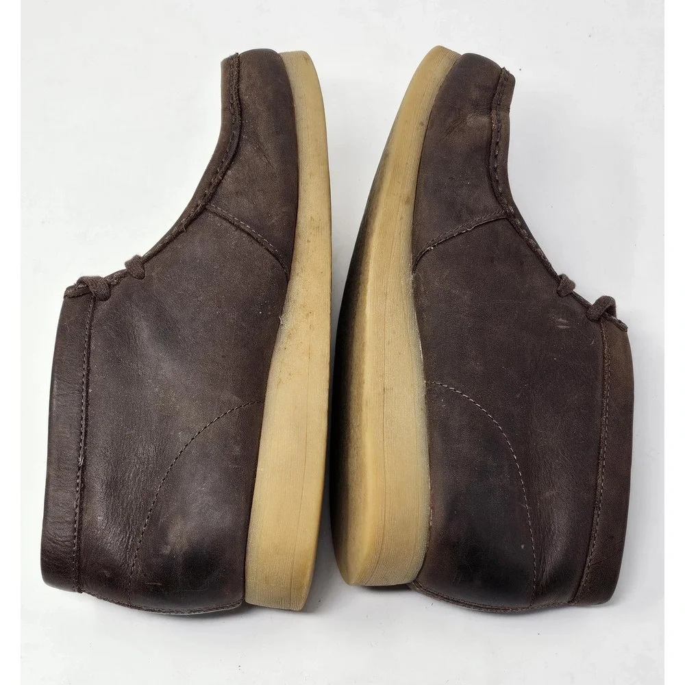 Clarks Shoes Mens Size 9 Brown Leather Moccasin Chukka Crepe Sole Casual